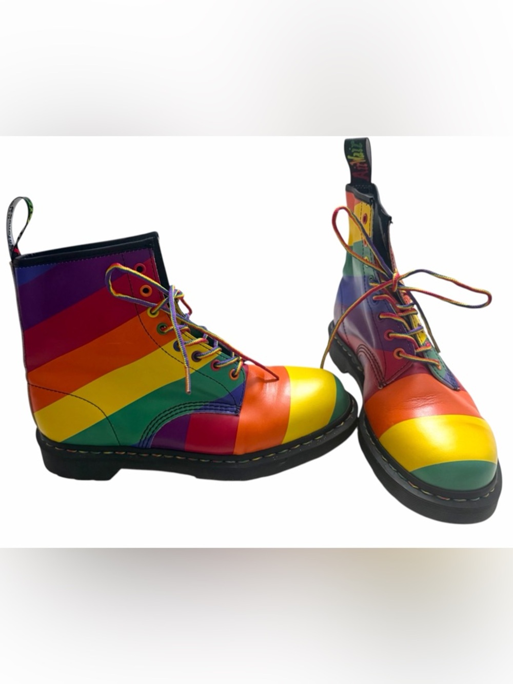Dr. Martens - 1460 Pride Rainbow Leather Lace Up Combat Boots - Picture 4 of 9